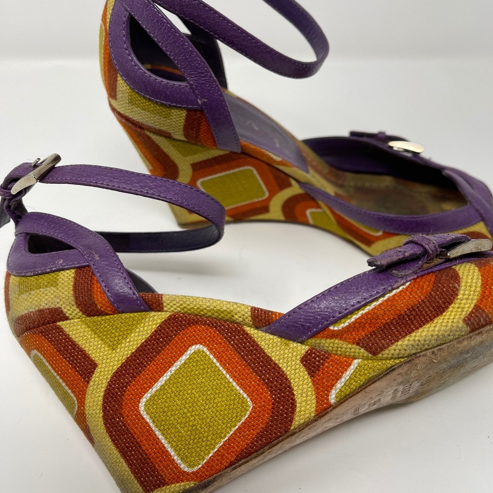 Vintage Prada Multi Colored Sandel - Canvas and Leather - Size 38.5
